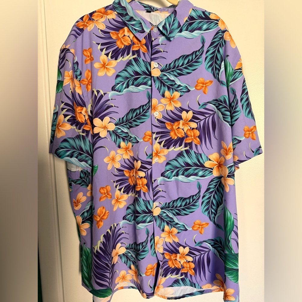 Tropical Floral Men's Shirt - Purple and Orange